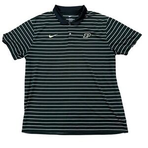 Nike Mens Purdue Boilermakers Dri-FIT Polo Shirt Black White Stripe XXL